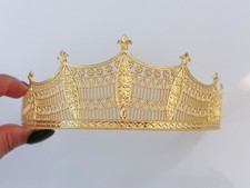 Queen Greek Royal Costume Celtic Party Hair Cross Metallic Gold Tiara Crown