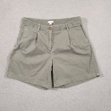 J. Jill Pleated Shorts Women's 10 Light Green Casual Chino Pockets 6"