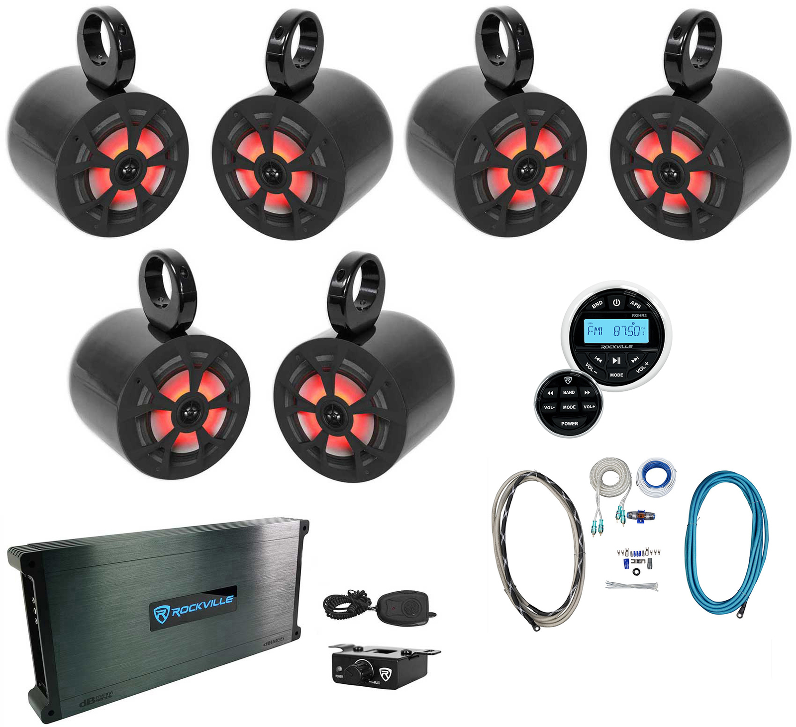 6 Rockville RKL80MB 8 Светодиодных динамиков для вейкбординга на морской лодке Усилитель приемник 153490₽