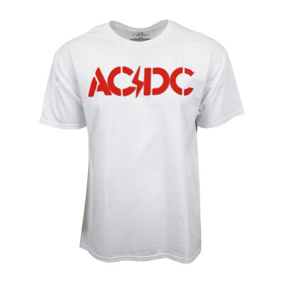 ACDC WHITE GRAPHIC HIGH VOLTAGE T SHIRT OFFICIAL LICENSE T SHIRT