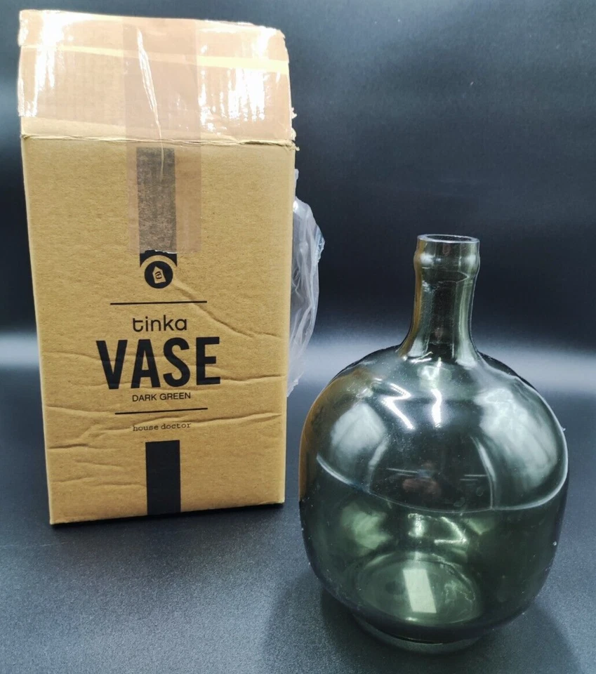 House Doctor Blumenvase Vase Tinka für Tschdeko 23 cm Glas Dunkelgrün Dänemark - Bild 3 von 4