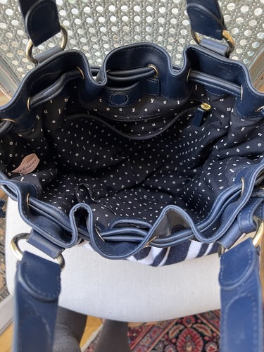 vintage & rare Juicy Couture blue & white velour and leather handbag - Picture 4 of 8