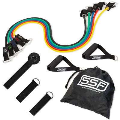 Serious Steel Fitness Resistance Tubing Pack (Bands, Door Anchor and Handles)
