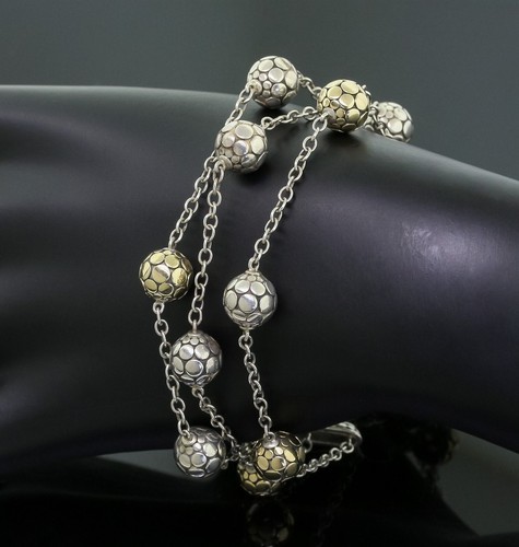 John Hardy Dot Collection Silver/18K Yellow Gold Ball Bead Multi-Chain Bracelet - Picture 5 of 6