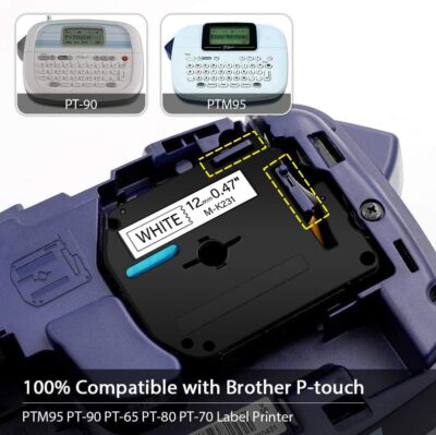 5pz Etichetta Nastro M-K231 MK231 M231 Nero Su Bianco Per Brother - Foto 2