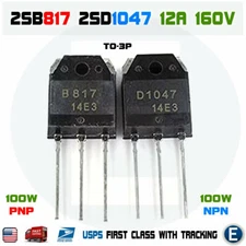 2SB817 + 2SD1047 Pair Transistors B817 + D1047 PNP+NPN Power 100W 12A 160V USA