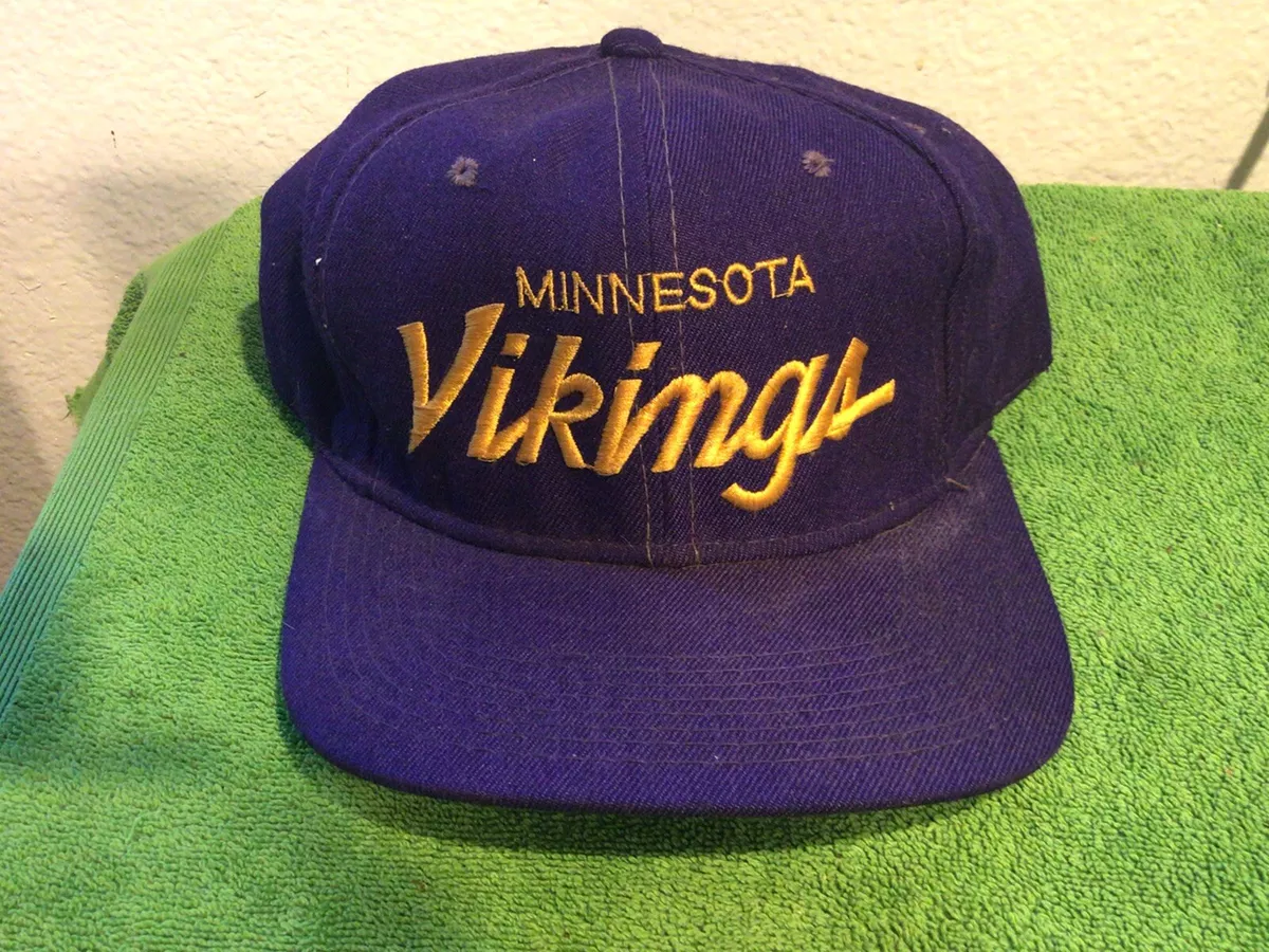 VTG Minnesota Vikings Sports Specialties Script Snapback Hat Single Line Pro NFL