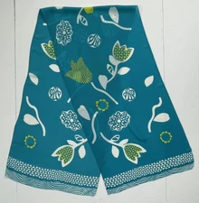 Scarf Turquoise Blue Yellow White Floral Print Rectangular 61" x 15" Unbranded