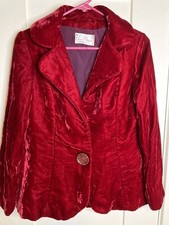 Vintage Claire Dratch Red Velvet Blazer Made In USA Women  s Size 9
