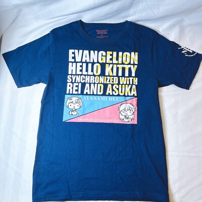 Sanrio Hello Kitty x Eva Synchronized With Rei and Asuka Blue T-Shirt Damen