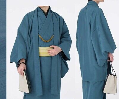 Details about   Japanese Men's Traditional Kimono Awase HAORI Jacket Coat Deep Green from JAPAN 