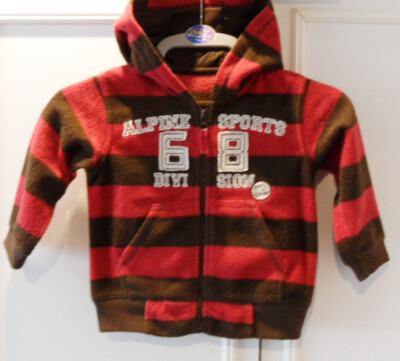 BABY 12-18 Monate Fleece Hoodie ''Alpensport'' gestreift rot mit braun sehr guter Zustand