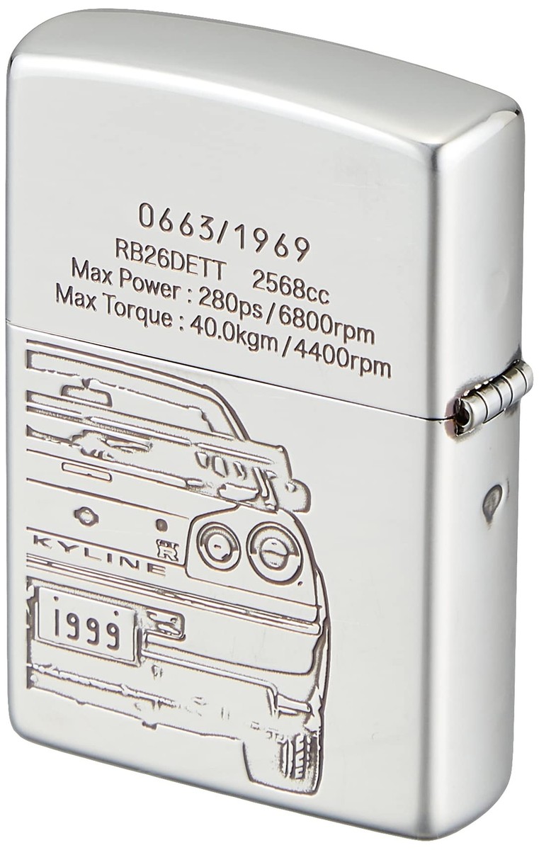 Zippo Nissan Skyline GT-R BNR34 1999 Double Sided Etching Silver