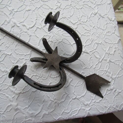 Diamond Arrow Horseshoe Candle Wall Sconce Deco Rustic Western LOT 2pc 16x8 22x9 - Picture 11 of 18
