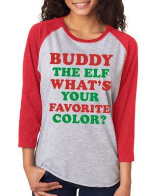 BUDDY the ELF FAVORITE COLOR funny movie Christmas gift Womens 3/4 Sleeve TShirt