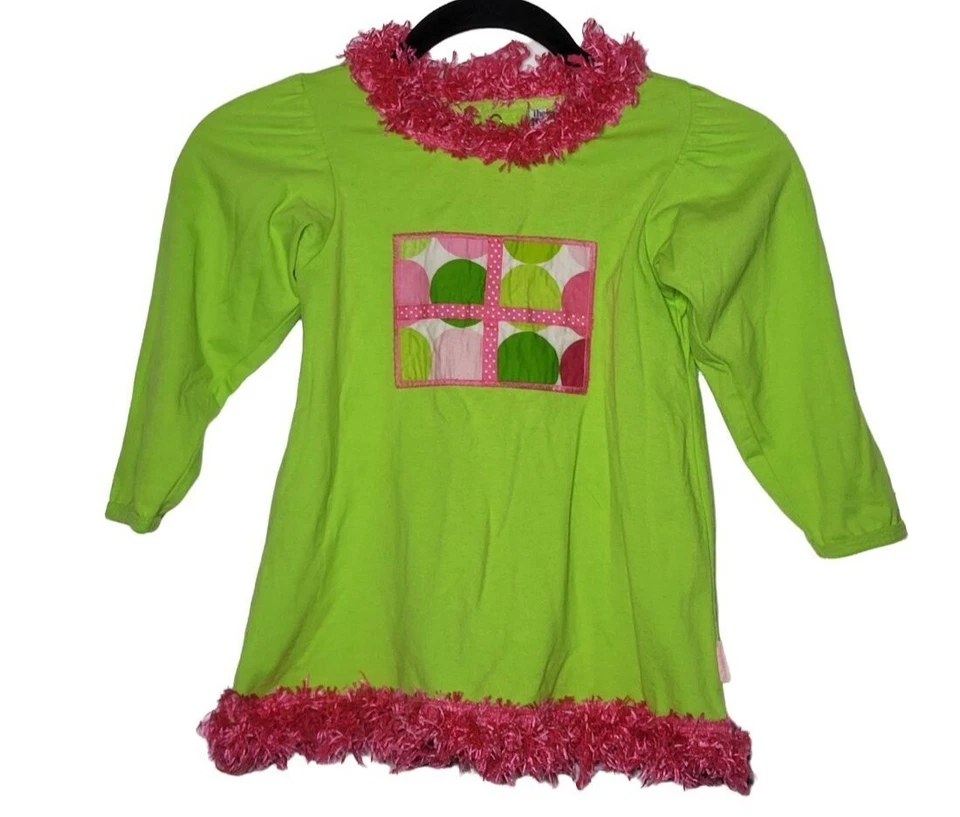 The Bailey 男孩女孩条纹波尔卡圆点长袖衬衫 4 码学校霓虹秋季 — 第 2/4 张图片