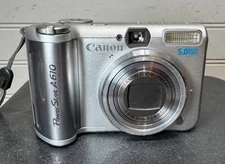 FOR PARTS - Canon PowerShot A610 5.0MP Digital Cameras Silver 4x Zoom (repair)
