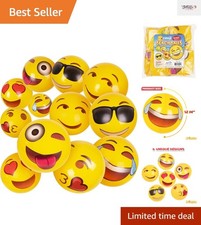 Colorful 12 Pack Emoji Inflatable Beach Balls - Perfect Summer Party Toys