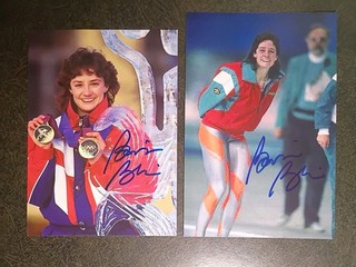 BONNIE BLAIR 2 Hand Signed Autograph 4X6 Photo S SPEED SKATER 5 GOLD MEDALS