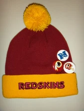 Men's Washington Redskins NFL New Era Button Up Cuffed Knit Beanie Hat OSFM