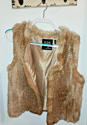 525 AMERICA Luxe Rabbit Fur Vest Brown Women's Size Medium