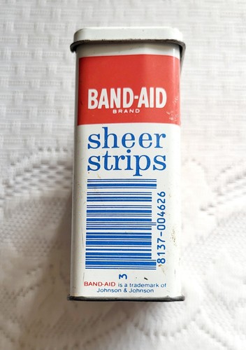 Vtg Johnson & Johnson Band-aid Tin Sheer Strips Container Movie Prop Collectible - Picture 5 of 9