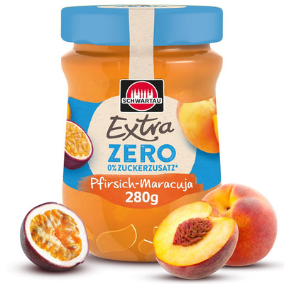Schwartau Extra Zero Pfirsich-Maracuja | Ohne Zuckerzusatz | 14 Kcal Pro 25G | 2