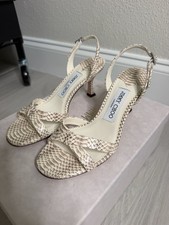 Jimmy Choo Elsy 70 Roccia Snake Print Leather Slingback Sandal EU 35.5 Msrp 959