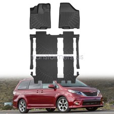 Tpe 3 Rows Floor Mats Trunk Cargo Liners For 2013-2020 Toyota Sienna 8 Seats