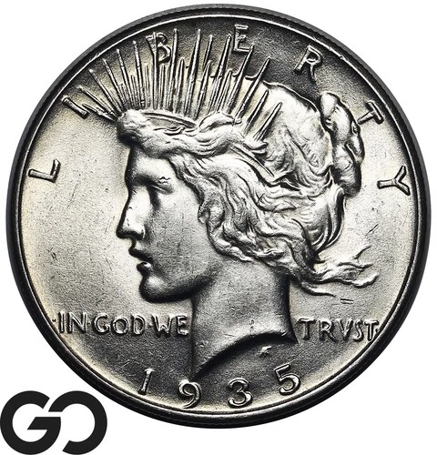 1935 Peace Dollar, Solid Gem BU++ Final Year Issue