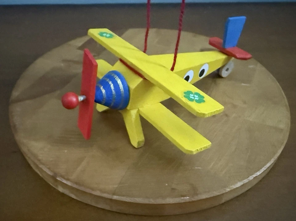 Steinbach Wood Biplane Double Wing Plane, Moving Propeller 4" Ornament Christmas - Image 2 of 4