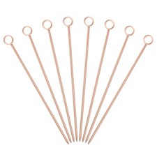 8 Pcs Stainless Steel Cocktail Picks, 4.25" Rose Gold (Ring)