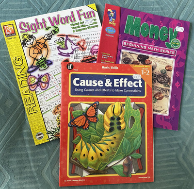Educational Workbooks Grade 1-3 Math, Money, Sight Words Homeschool or Practice