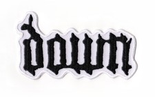 Parche de plumón bordado hierro en banda logotipo blanco lodo pesado metal sureño