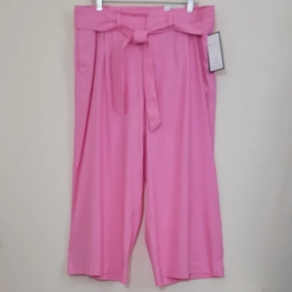 Charter Club Pink Wide Leg Cropped High Rise Capri Pants 16