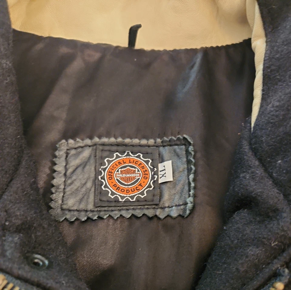 Vtg Harley Davidson Jacket Varsity Coat Leather Wool Las Vegas Cafe SizeXL Black - Image 3 of 4