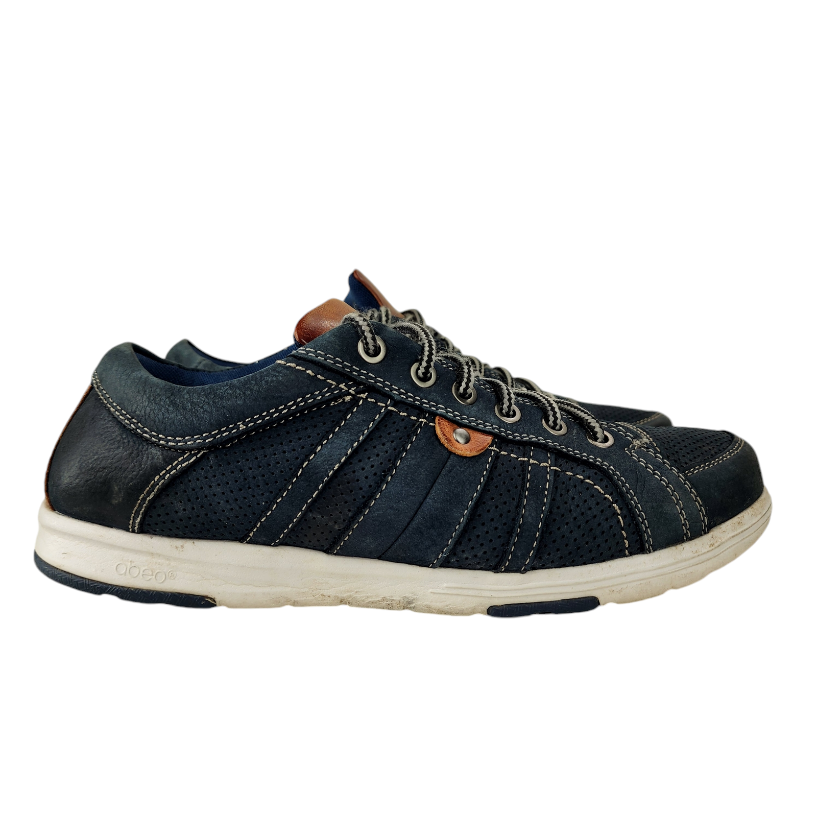 SAOLA Sneakers Abeo 8M Uomo Cort Blu Navy Marrone Bianco Pelle Gomma 4285 Traspirante