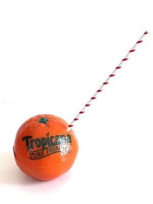 Vintage Tropicana Pure Premium ORANGE  AM/FM Radio Straw 1989 Not Working