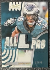Saquon Barkley ~ 2025 Panini Absolute All Pro Souvenirs Tri-Color Patch #/99