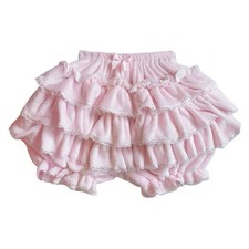 Pink Ruffle Cotton Bloomers Girls Elastic Waist Lace Trim Party Pageant