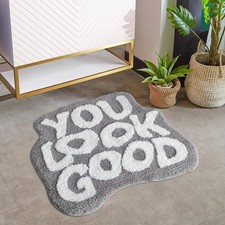 Grey You Look Good Bath Mat Funny Bathroom Rug Non Slip Washable 30x24 Inch