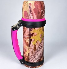 Subzero Camouflage Insulated Thermos with Pink Handle Cup Hot & Cold Double Wall