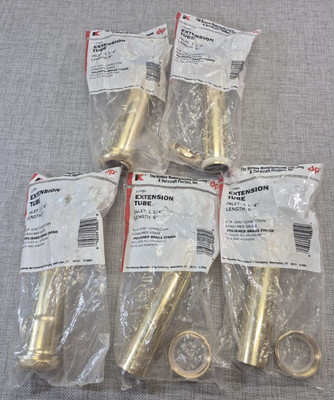 Lot of 5- Keeney Mfg 12PBK 22-Gauge Polished Brass Extension Tube, 1-1/4'' x 6''
