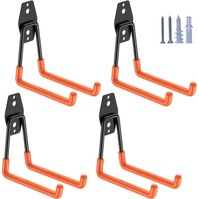 Heavy Duty Garage Hooks 4 Pack 5.1 Inch Medium U Shaped Hanger Wall Mounted Stor