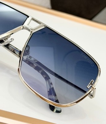 Tom Ford TF1204 Sunglasses Silver Frame Blue Gradient Lens Size 63 11-140