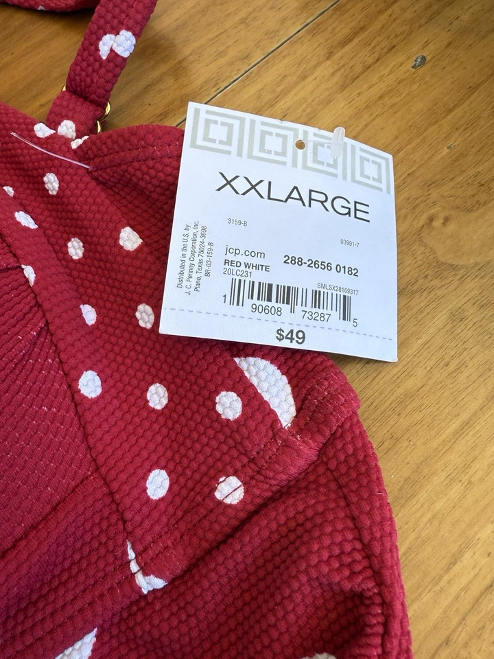 Top de natación Liz Claiborne nuevo con etiquetas para mujer XXL rojo blanco a lunares arco retro Rockabilly Foto 4 de 4