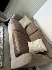 Selling two, Grey 2 Seater Sofa 100% Cotton Rolled Arms Beige Frame 180x90x90cm
