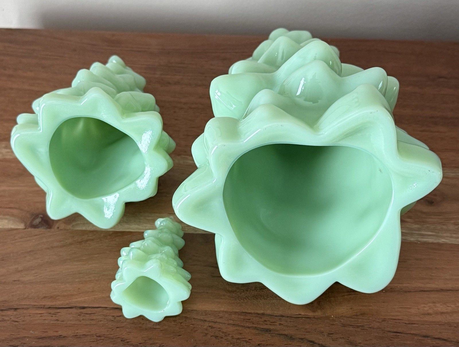 Mosser Glass Christmas Tree Set - 3 sizes - JADE / JADEITE Holiday Decor