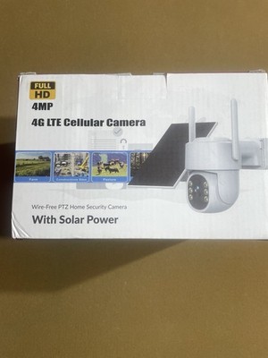 Wire-Free 4G LTE Cellular PTZ IP Security Camera 4MP Solar, Audio, Siren White