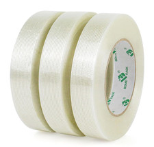 3 Pack Reinforced Filament Packing Tape, 6.3 Mil 24Mm X 60 Yards, Fiberglass